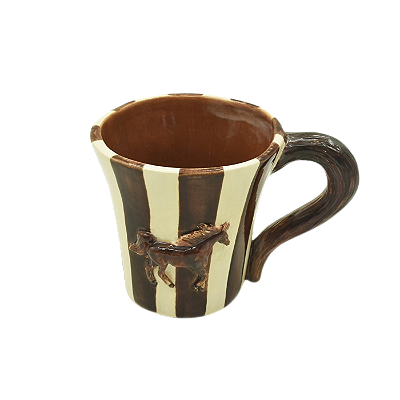 CANECA COM APLICAÇÃO DE CAVALO E ALÇA DE RABO