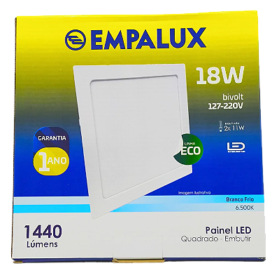 Painel LED Empalux 18W 6500K Embutir