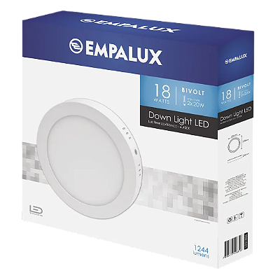 Painel LED ECO RED 018W 6500K - Sobrepor