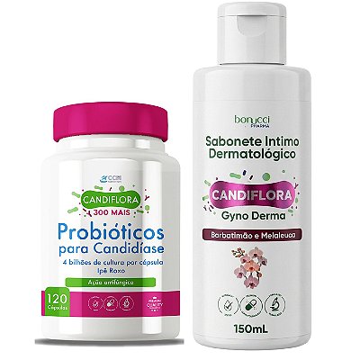 KIT CANDIFLORA GYNO DERMA SABONETE INTIMO 150 ml + CANDIFLORA 300 MAIS