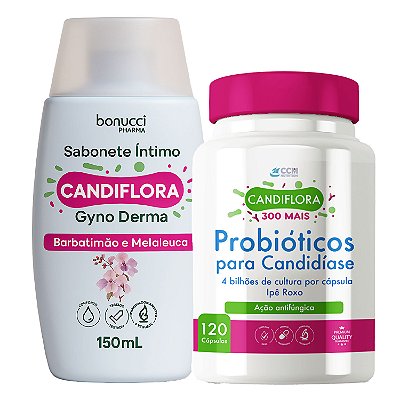 KIT CANDIFLORA GYNO DERMA SABONETE INTIMO 150 ml + CANDIFLORA 300 MAIS