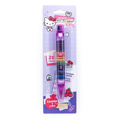 3 Giz De Cera Caneta Troca Ponta 20 Cores Hello Kitty sanrio