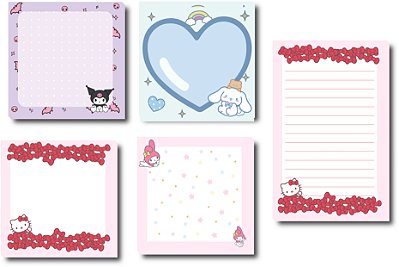 6 Bloco de Notas, Blocando Fofo Sanrio 50 folhas  Memo Pad / Notepad