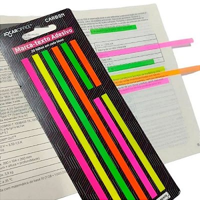 Marca Texto Adesivo em Tira Carbon Line Blister c/8 Blocos c/20 Folhas