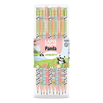 4 ou 12 Lápis Grafite HB Panda c/Borracha