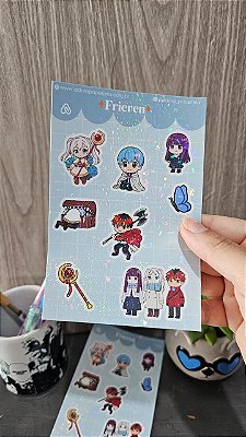 Cartela de Adesivos Frieren, anime, vinil