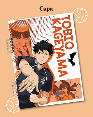 Caderno ou Fichário 1 matéria Tobio Kageyama, Haikyuu, anime volta as aulas, material escolar