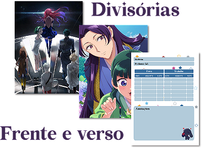 Refil de divisórias para fichário , qualquer tema séries- 6 unidades