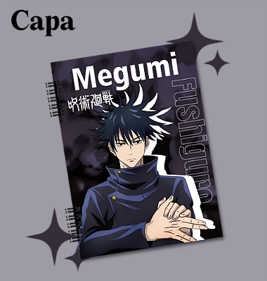 Caderno ou Fichário 1 matéria Megumi Fushiguro, Jujutsu Kaisen, anime