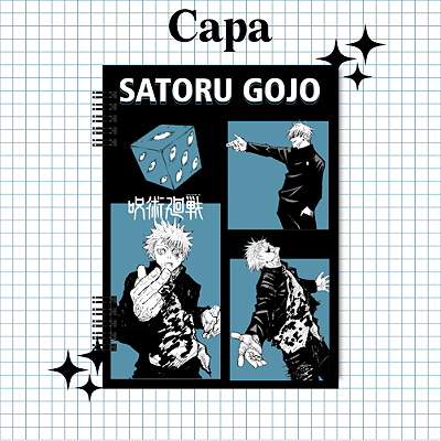 Caderno ou Fichário 1 matéria Satoru Gojo, Jujutsu Kaisen, anime