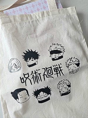 Sacola Ecobag "Jujutsu Kaisen" - . 30x40cm, Algodão crú