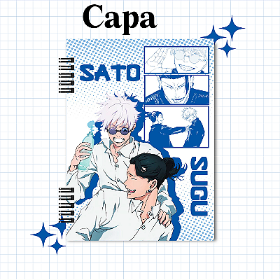 Caderno ou Fichário 1 matéria SatoSugu, Satoro Gojo e Suguro Geto. Jujutsu Kaisen