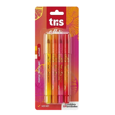 Marca-Texto Gel Holic Sunset - Cartela C/4 Cores - Tris