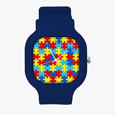 Relógio Autismo Azul Marinho Analógico