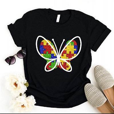 Camisa Preta Autismo Borboleta