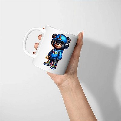 Caneca Porcelana Autismo 325ml Urso mod.2