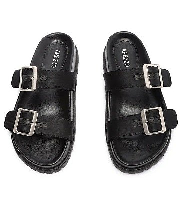 RASTEIRA AREZZO TECIDO FLATFORM TRATORADA - PRETA