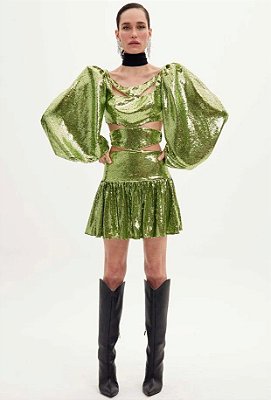VESTIDO CURTO AMARANTE COM CUT OFF - VERDE