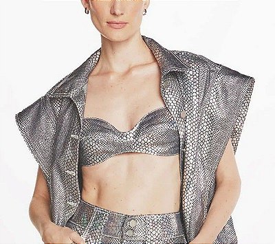 TOP JEANS AMARANTE DE ALÇA - PRATA