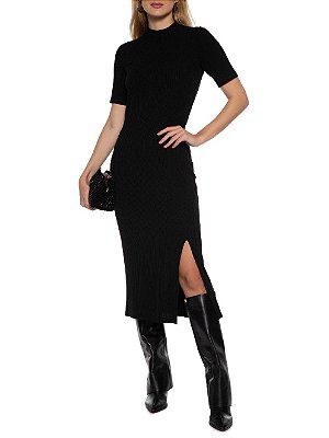 VESTIDO COLCCI CANELADO - PRETO