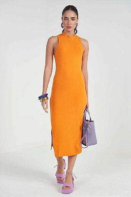 VESTIDO COLCCI CANELADO - LARANJA YAM