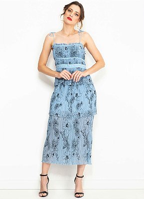 VESTIDO COLCCI PLISSADO - AZUL