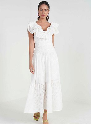 VESTIDO COLCCI LAISE DETALHE BORDADO - OFF SHELL