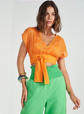 BLUSA COLCCI BORDADA - LARANJA