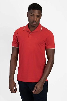 POLO ARAMIS BASICA GOLA 3 FRISOS - VERMELHO CAQUI