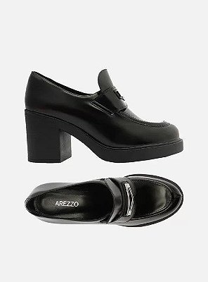 MOCASSIM AREZZO SALTO ALTO BLOCO LIVIA - PRETO