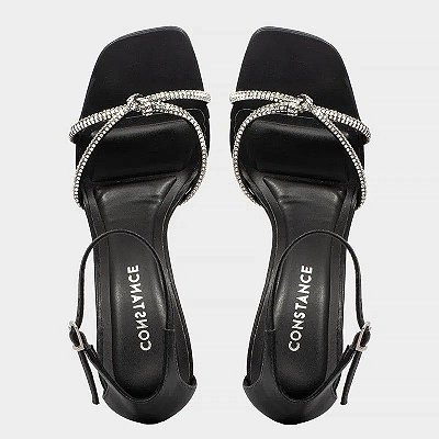SANDALIA CONSTANCE TIRAS STRASS - PRETO