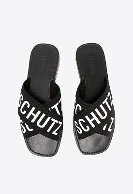 SANDALIA SCHUTZ  RASTEIRA FLATFORM X SCHUTZ LOGO - PRETO
