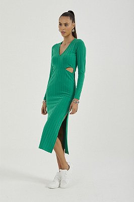 VESTIDO COLCCI CANELADO - VERDE WABI