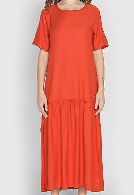 VESTIDO COLCCI MIDI FENDAS - LARANJA