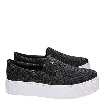 TENIS SANTA LOLLA SLIP ON GLITTER FLATFORM  - PRETO