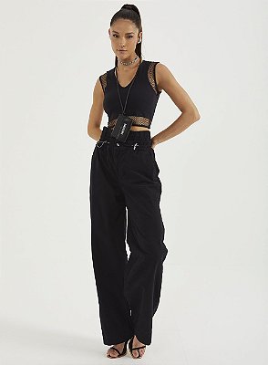 TOP COLCCI DETALHE TELA - PRETO