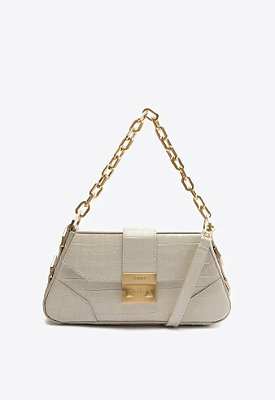 BOLSA SCHUTZ TIRACOLO PEQUENA ROXIE COURO CROCO BRANCA