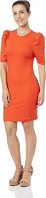 VESTIDO COLCCI CURTO CANELADO LARANJA ONA