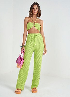 CALÇA COLCCI CANELADA COM CADARÇO - VERDE IGUANA