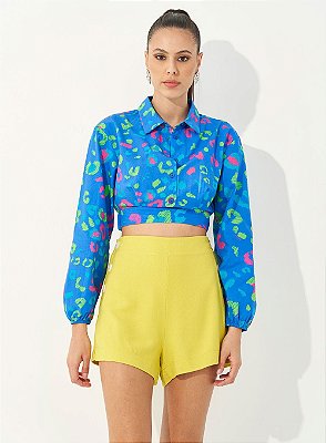CAMISA COLCCI CROPPED COM ELÁSTICO CIRANDA PANTANAL - ESTAMPADA