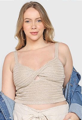 TOP TRICOT CANTÃO TORCIDO BEGE