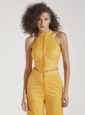 BLUSA KIRA VELUDO - AMARELO