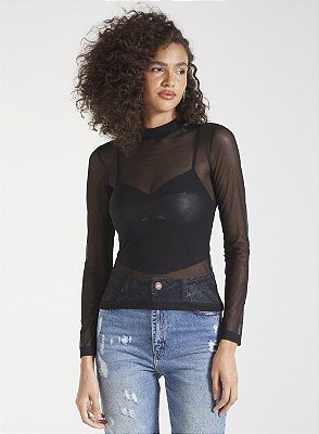 BLUSA FORUM TULE PRETO