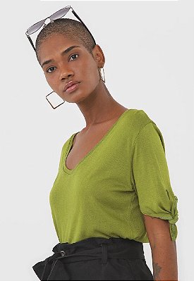 BLUSA CANTAO AMARRAÇAO MANGAS - VERDE