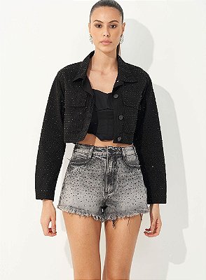 JAQUETA COLCCI SARJA CROPPED - PRETO