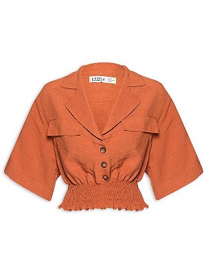 BLUSA COLCCI LINHO - MARROM CLOVE