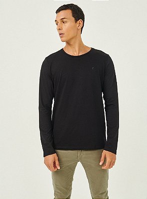 CAMISETA COLCCI MANGA LONGA COM BORDADO - PRETO