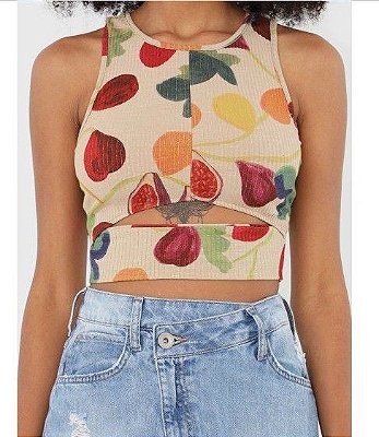 REGATA CROPPED COLCCI FRUTAS- BEGE
