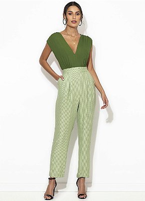 CALÇA COLCCI LISTRADA DE VISCOSE - VERDE