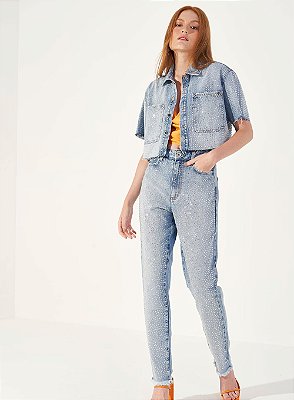 JAQUETA JEANS COLCCI COM APLICAÇÃO - INDIGO